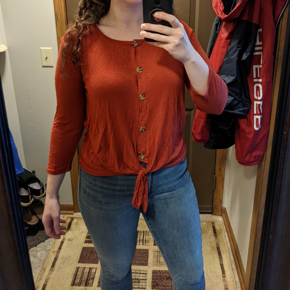 Red button down long sleeve